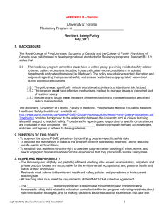 RCPSC Safety Policy Template - PGME
