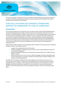 core skills for work developmental framework: mapping the