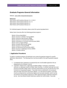 Policy for Graduate Programs
