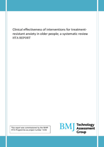Clinical effectiveness of interventions for treatment