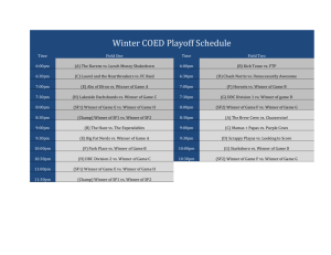 Winter COED Playoff Schedule Time Field One Time Field Two 6