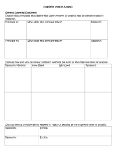 Cognitive level of Analysis placemat study organizer