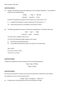 90310: Equilibria 2004-2009 QUESTION (2009:3) (a) Nitrogen