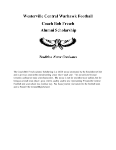 Westerville Central Warhawk Football Coach Bob Fresch Alumni