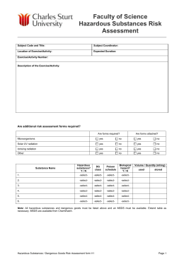 Risk Score Matrix (Workcover Hazpak)