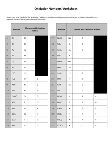 Oxidation Numbers Worksheet fill in the blank