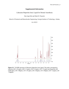 Lidocaine-Ibuprofen Ionic Liquid for Dermal Anesthesia