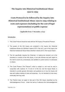 Costs Protocol - The Historical Institutional Abuse Inquiry