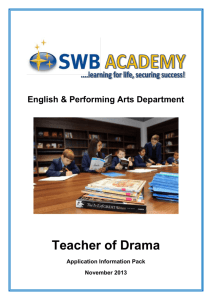 English & Performing Arts Department Teacher of Drama