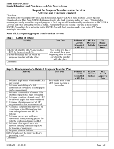 Program Transfer Checklist [SELPA51]
