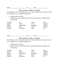 Native American Vocabulary 2014-2015 Chapter 3