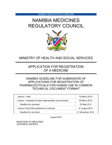 Namibia Medicines Regulatory Registration Guideline