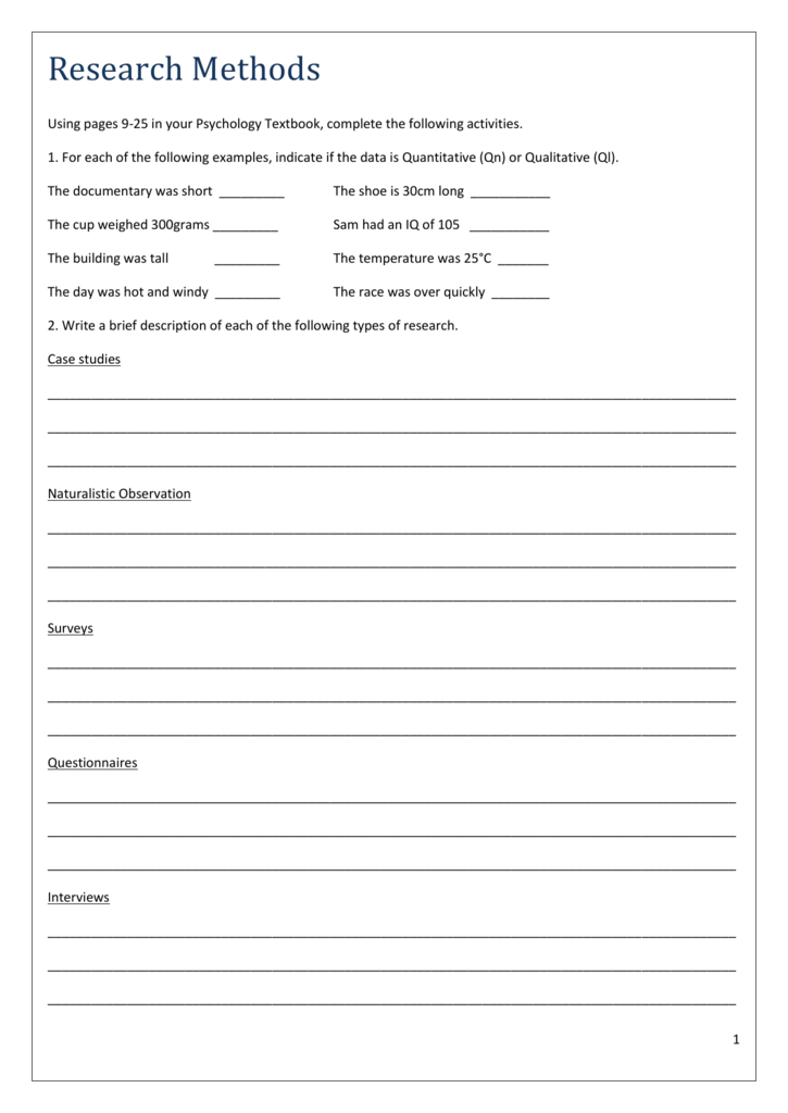 research worksheet 1