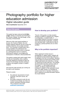Photography portfolio for higher education admission