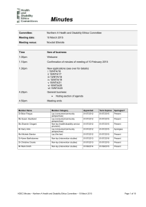 10 March 2015 - Health and Disability Ethics Committees