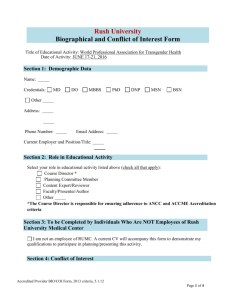 Conflict of Interest Disclosure Form.