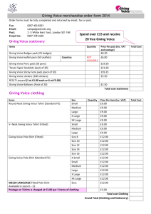 Giving Voice Merchandise order form