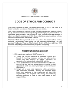 code of ethics and conduct - University of Maryland, Baltimore