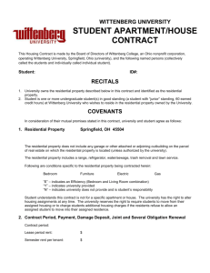wittenberg university student apartment/house contract