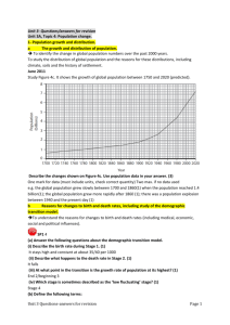 Unit 3- Questions/answers for revision Unit 3A, Topic 4: Population