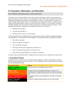 D. Evacuation, Hibernation, and Relocation - LAC-Emergency