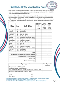Skill Clubs @ The Link Booking Form