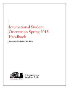 International Student Orientation Spring 2015 Handbook