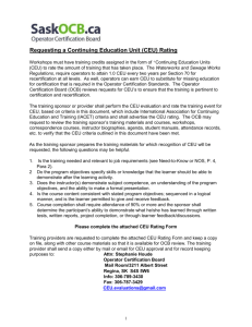 Request for CEU Rating Form - Saskatchewan Operator Certification