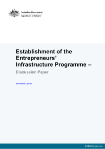 Establishment of the Entrepreneurs* Infrastructure Programme