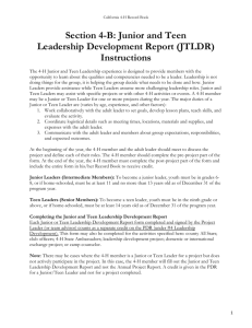Junior and Teen Leadership Development Report - California 4
