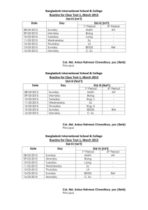 Bangladesh International School & College Routine for Class Test