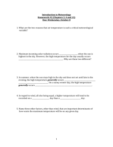 Introduction to Meteorology Homework #2 (Chapters 3, 4 and 15