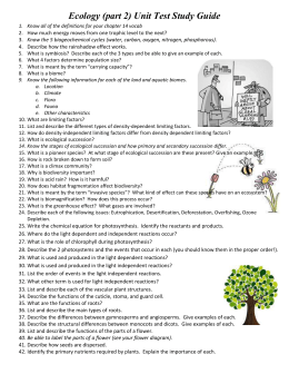 Limiting Factors worksheet