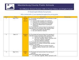 6th Grade English (Weekly Pacing Guide) SOLs marked with a