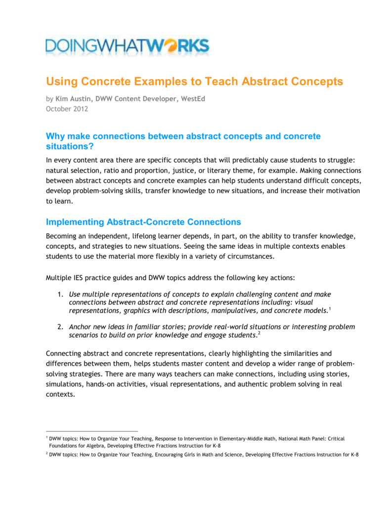 Using Concrete Examples To Teach Abstract Concepts - 