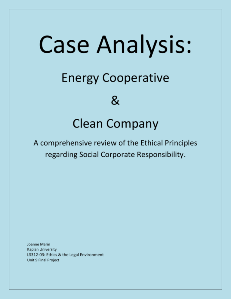 case study company ethics
