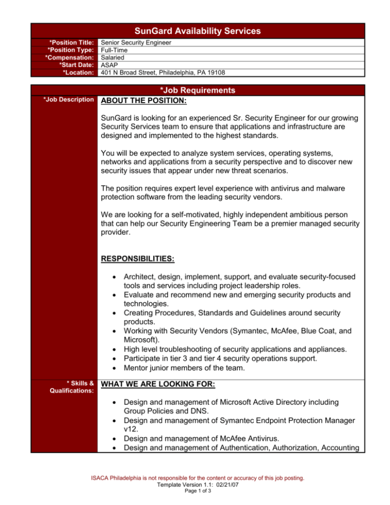 Job Requirements
