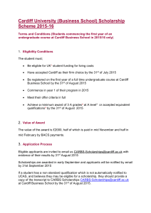 Cardiff University (Business School) Scholarship Scheme 2015-16