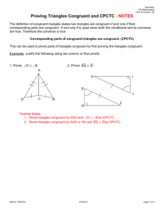 Proving Triangles Congruent and CPCTC Key