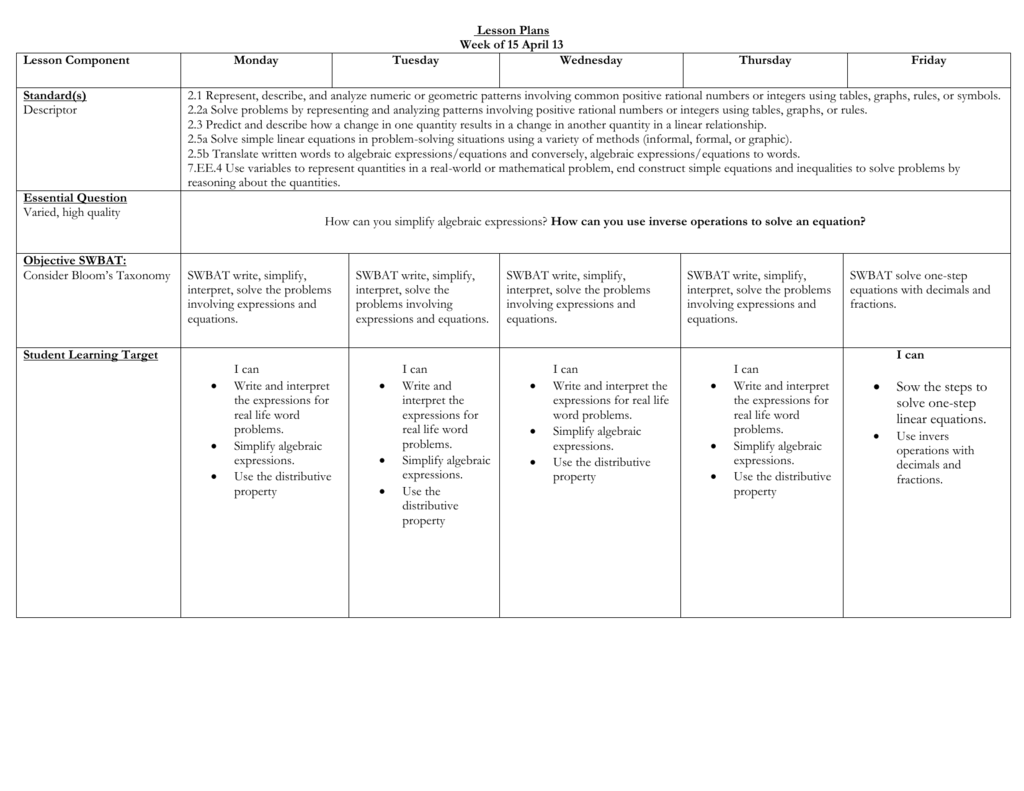 Lesson Plan For Grade 9 Mathematics