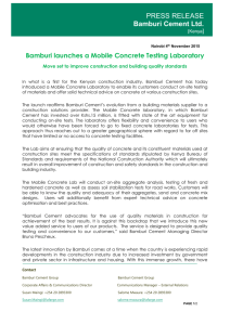 Bamburi launches a Mobile Concrete Testing Laboratory