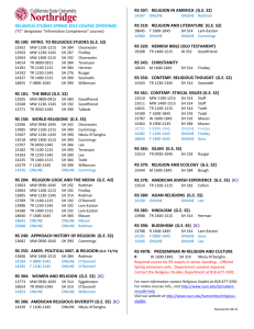 RELIGIOUS STUDIES SPRING 2015 COURSE OFFERINGS