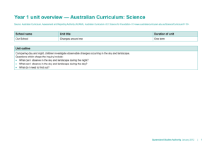 Year 1 unit overview * Australian Curriculum: Science