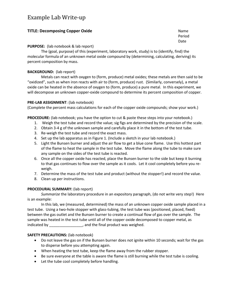 lab write up format