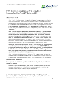 Shaw Trust response to DWP commissioning strategy 2013 (Word