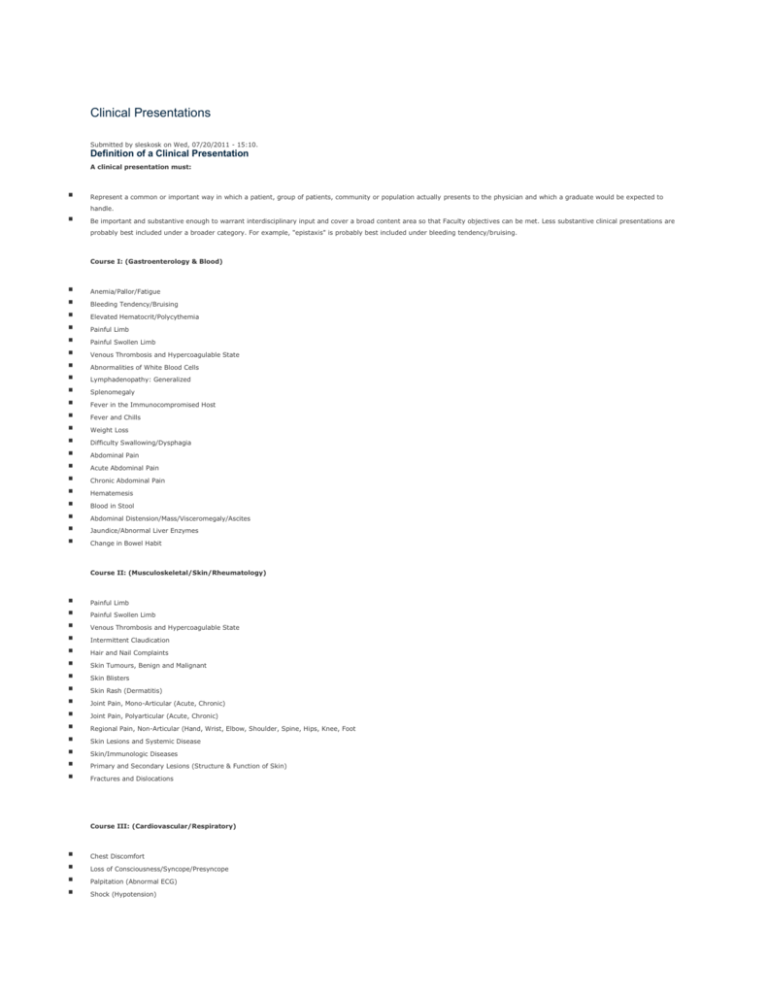 clinical presentation meaning in medicine