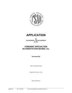application_20150315 - Forensic Specialties Accreditation Board