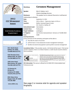 2012 CCC Workshop Series Continuing Clinical Competency