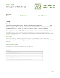 CHEM 1015 Introduction to Chemistry Lab