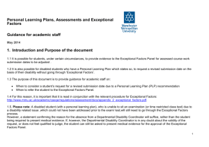 Guidance for staff on PLP, Assessment and Exceptional